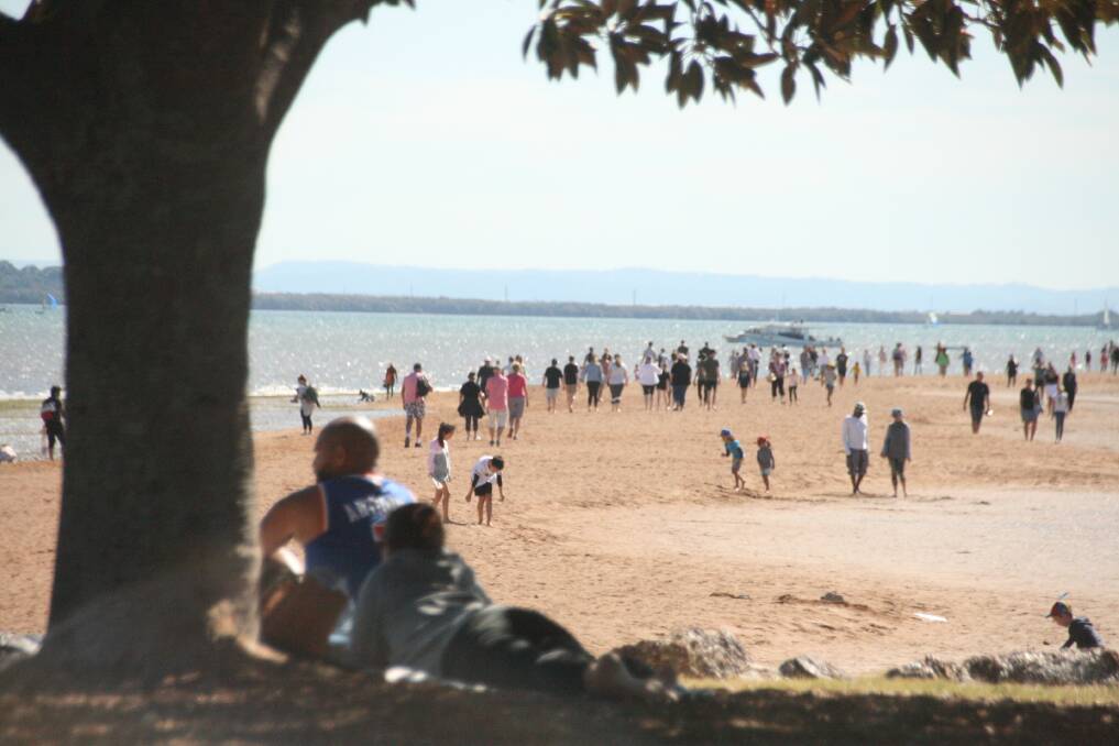 BUSY: Crowds flocked to Wellington Point on the weekend.