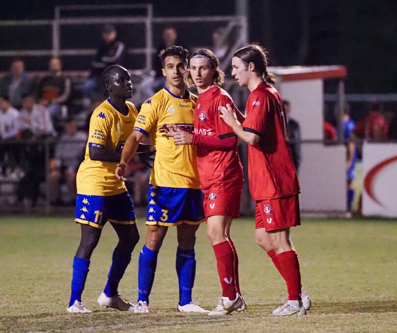 LOCAL RIVALS: Capalaba took on Redlands United on Friday night, coming away disappointed. Photo: Alan Minifie/Capalaba FC