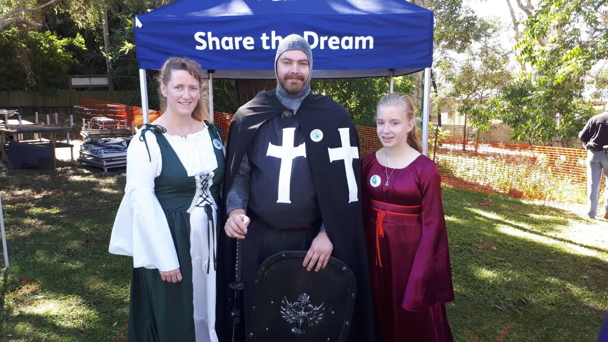 MEDIEVAL TIMES: Laura Farrow, Alan Hannam and Grace Farrow are gearing up for the Olde English Fair.