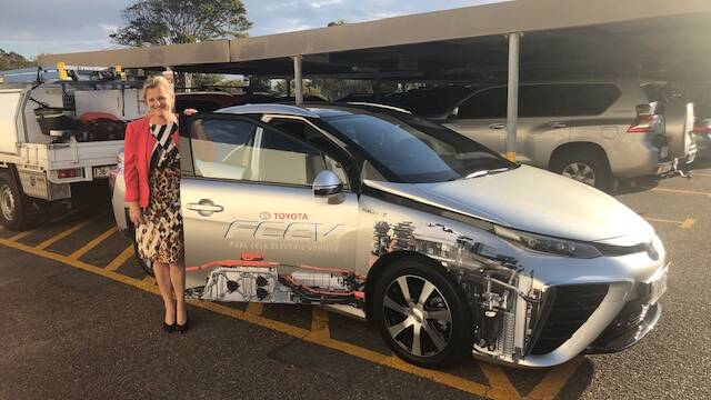 FUTURE ENERGY: Redlands mayor Karen Williams with a hydrogen car in Cleveland. 