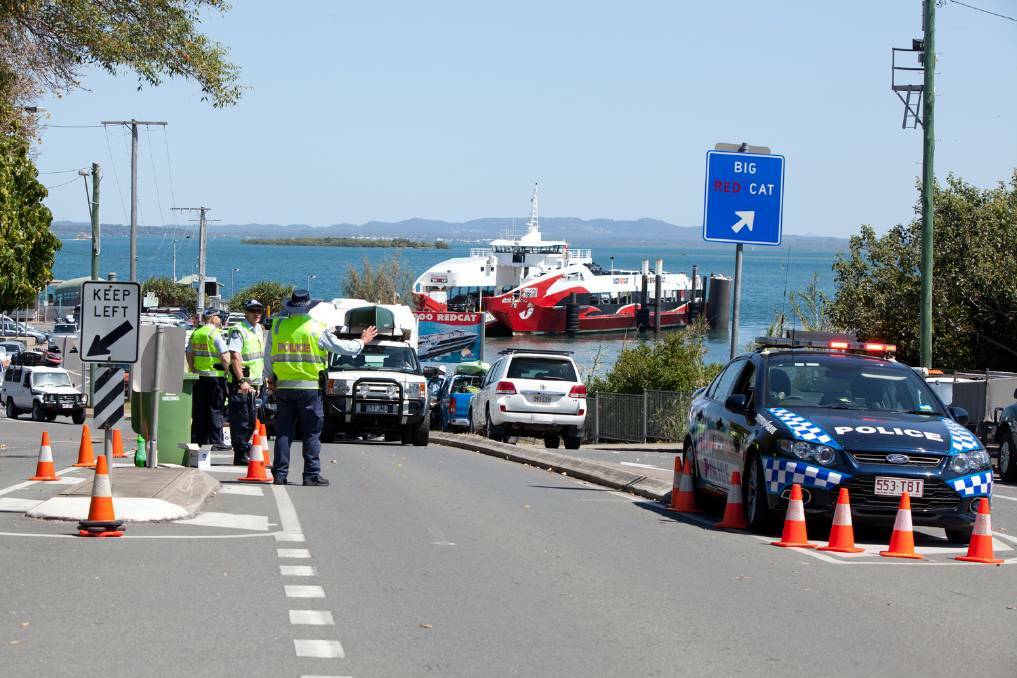 EXTRA OFFICERS: A police operation conducted by North Stradbroke Island police during a previous year's September holiday period. Photo: Julie Sisco