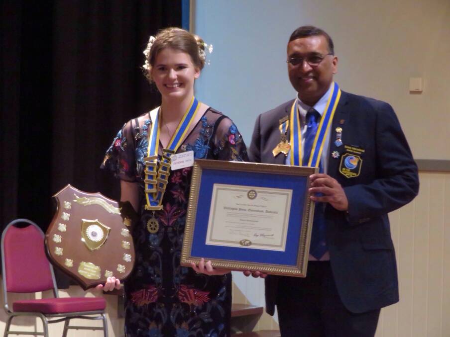 LEADER: Catherine Smith with District Governor Jitendra Prasad at her induction.