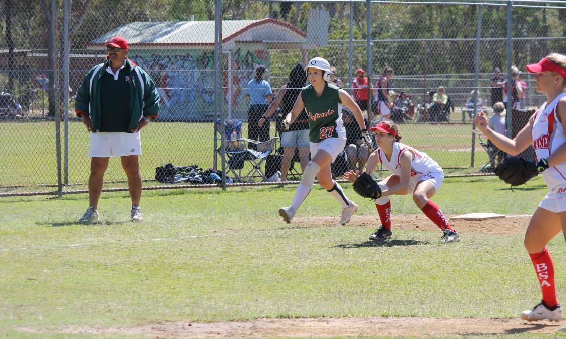 SOFTBALL: Rebecca McEachern in action. McEachern is one of four Redlands players who will represent Queensland at the national championships in July.