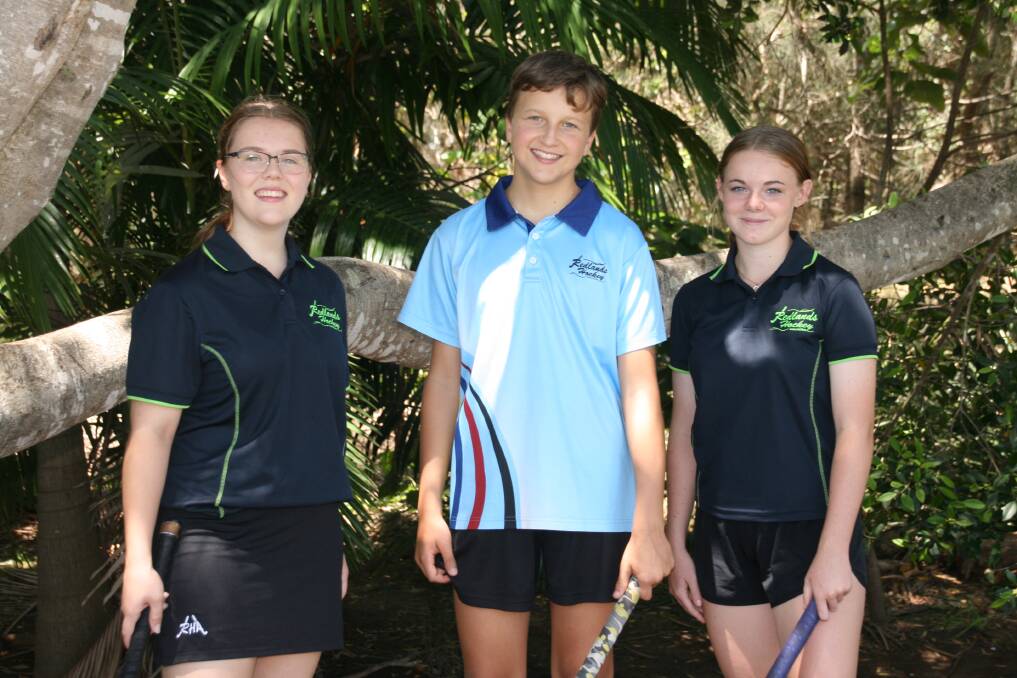 HOCKEY CHAMPS: Jacinta Fisher, Aaron Nyqvist and Sarah Swann have been selected in the under 16 development squad.