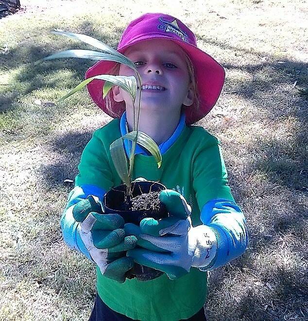 ECO-FRIENDLY: Dunwich State School budding green thumb Hannah Rattray, Year 1, is excited about the new gardens that will be built.