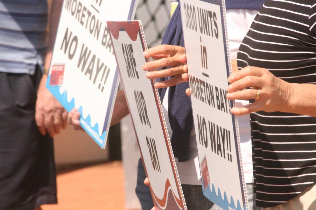 REVEAL THE DEAL: Redlands2030 and community members rallied outside the Redland City Council chambers in November 2019. Council did not appeal the commissioner's decision.