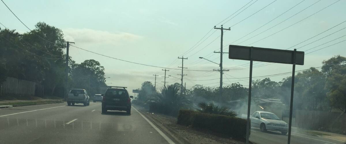 HAZARD: Fires have burned hedges in the middle of the median strip at Alexandra Hills.