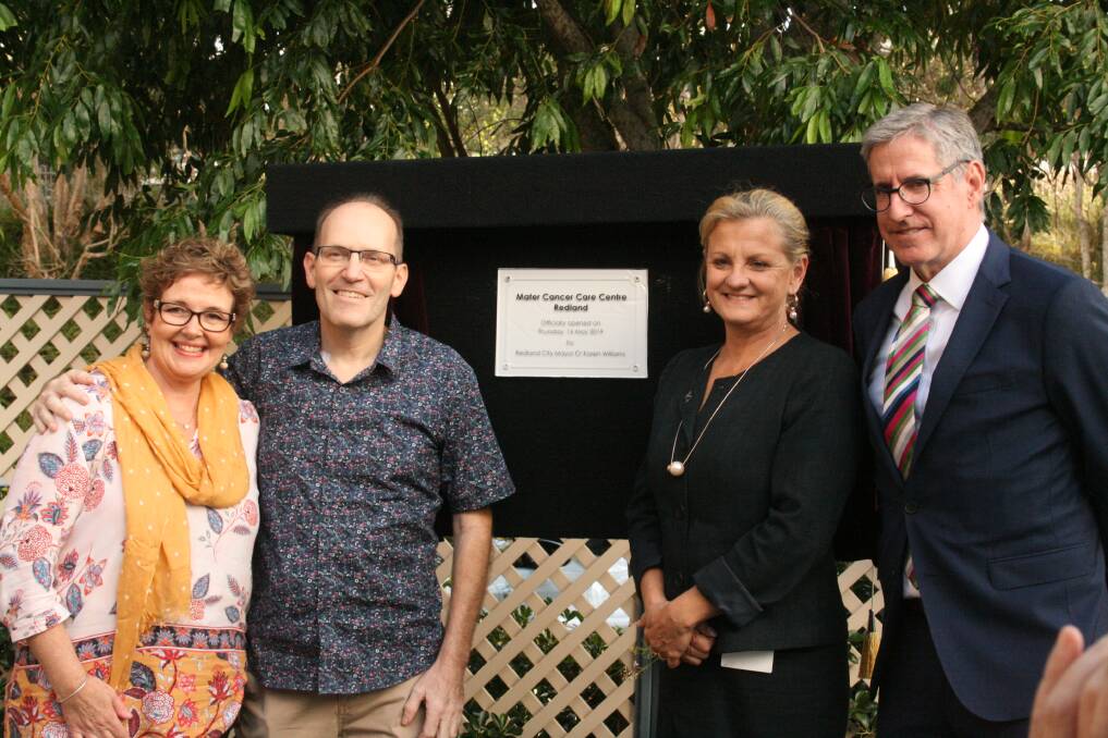 Kate and Giles Stimson with mayor Karen Williams and head of Mater Group Dr Peter Steer. Photo: Stacey Whitlock