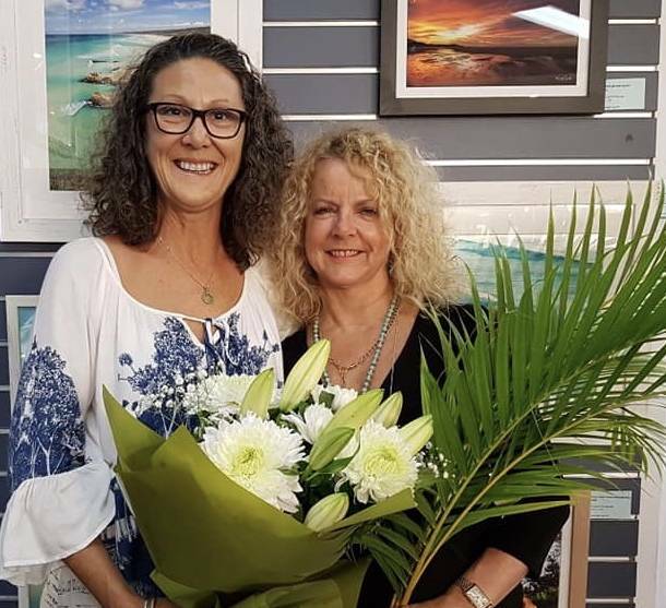 MILESTONE: Jacquie Holmes and Debra McCann at the opening of Straddievarious Gallery at Raby Bay in 2019.