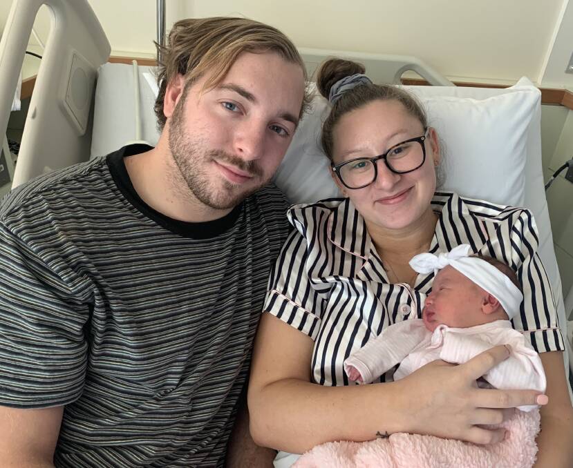 CONGRATULATIONS: Alana Axisa and Travis Langford welcomed baby girl Oakley Tess Langford on New Year's Day.