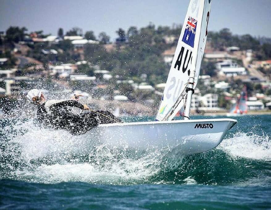 FULL BORE: Russell Island sailor Mara Stransky, 18, going hard in her Laser. Her aim it to make the Olympic sailing team.