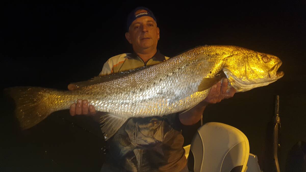 REAL DEAL: Joe Pisano with a huge mulloway caught from the Brisbane River.