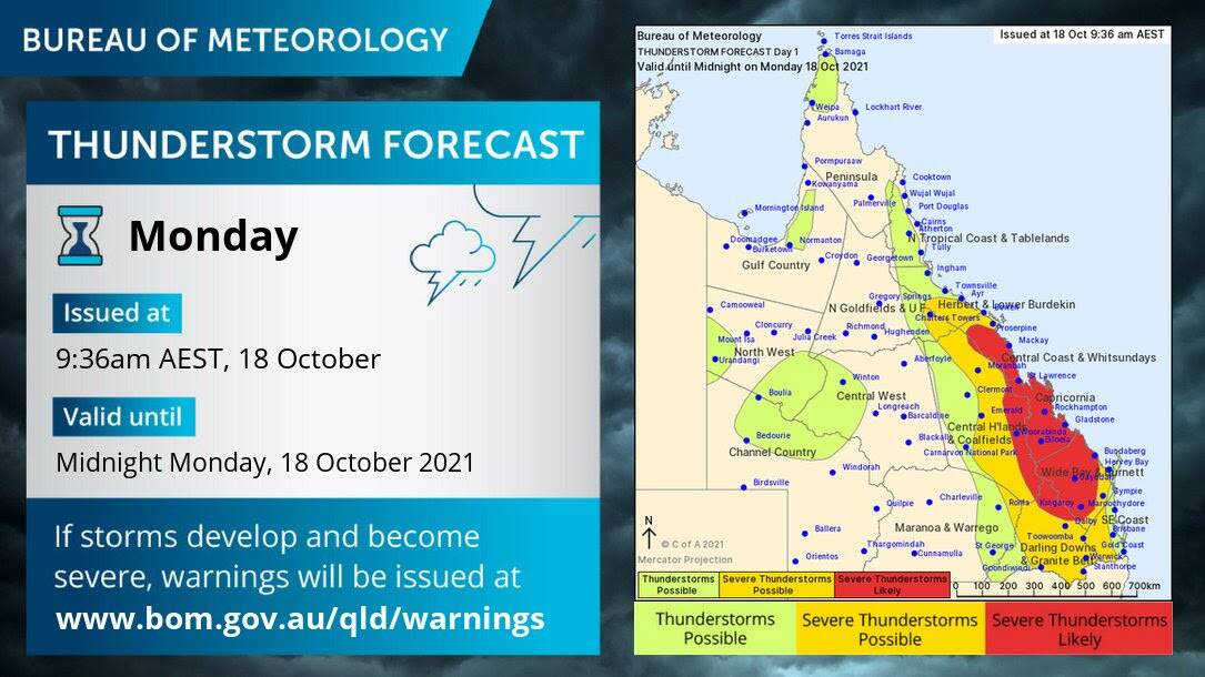 STORMS LOOM: The Weather Bureau graphic shows the areas most likely to be hit by storms.