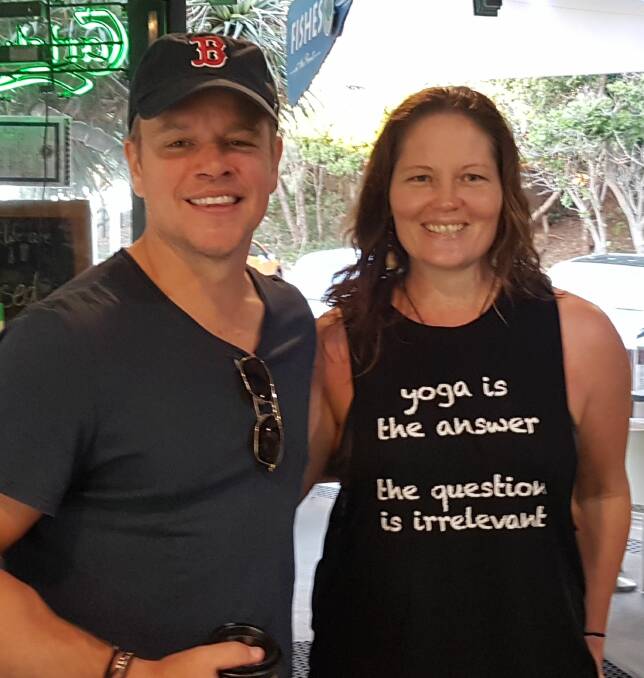 STARS COME OUT: Matt Damon with Roslyn Regan at Point Lookout on North Stradbroke Island.