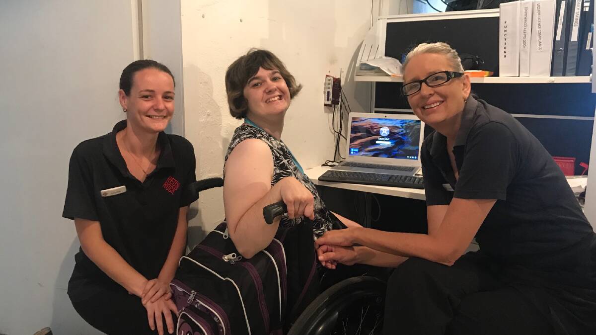 ROCKING ON: Melissa with Laura Scurr and Trina. Laura is an accountant, has a business in Toowoomba and does a lot of work in the disability field.