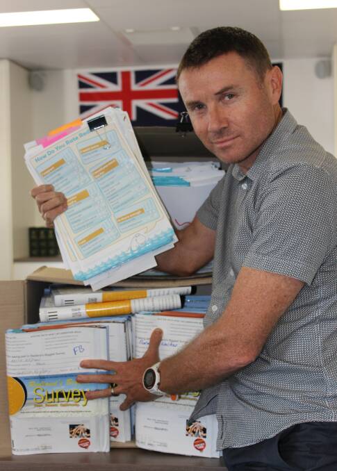 Bowman survey: MP Andrew Laming with forms with which he surveyed residents.