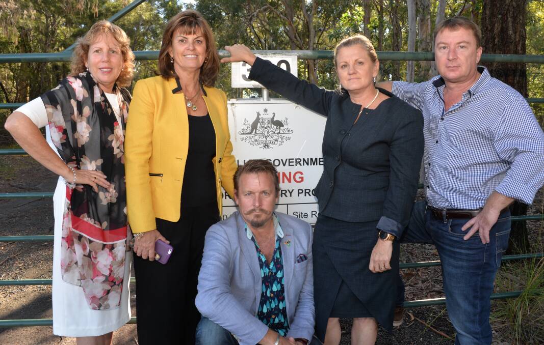 DEAL: Councillors Tracey Huges, Wendy Boglary, Paul Bishop, Karen Williams and Paul Gleeson at the site. Redland City Councill will negotiate with the federal government over the Birkdale land.  