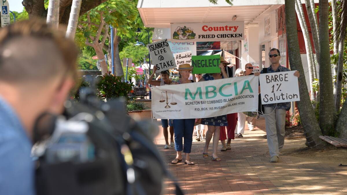 PROTESTERS: Moreton Bay Combined Islands Association members protest on Bloomfield Street.