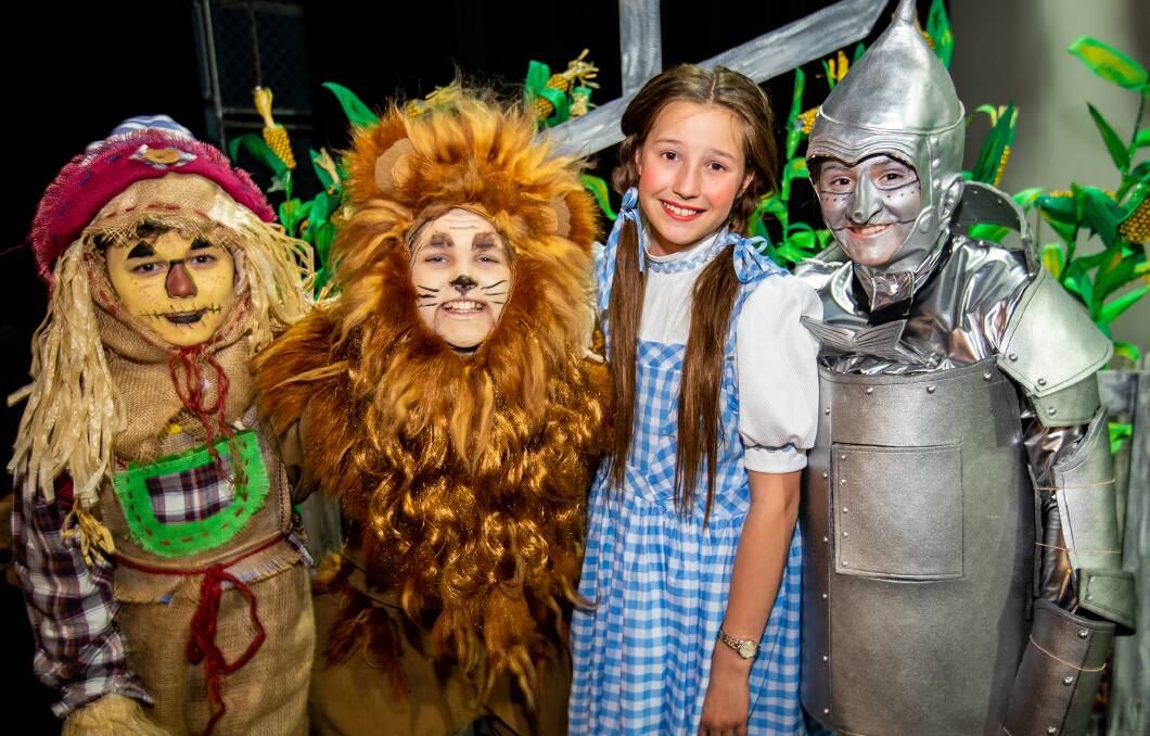 SPECTACULAR LOT: Scarecrow Ashley Collins, (Year 6), Lion Emily Carrigan (Year 6), Dorothy Bronte Ling (Year 6) and Tinman Alannah Gooley (Year 5) in their spectacular costumes. 
