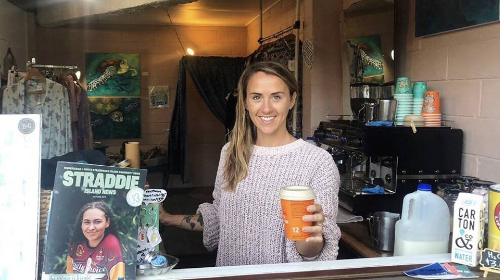CHEERS: Michelle Brook from FEVER on Straddie with a hot coffee, just the thing for a chilly autumn day.