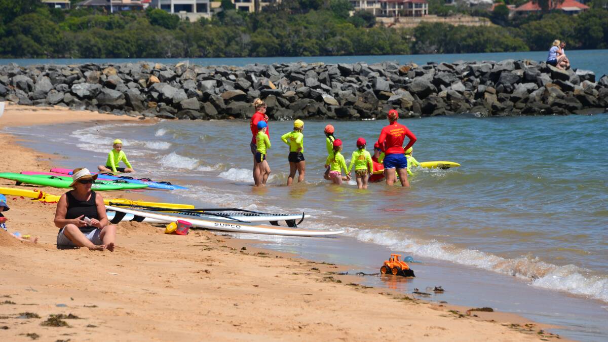 LIFESAVERS HONOURED: Nippers go through their routines at Raby Bay, Cleveland.
