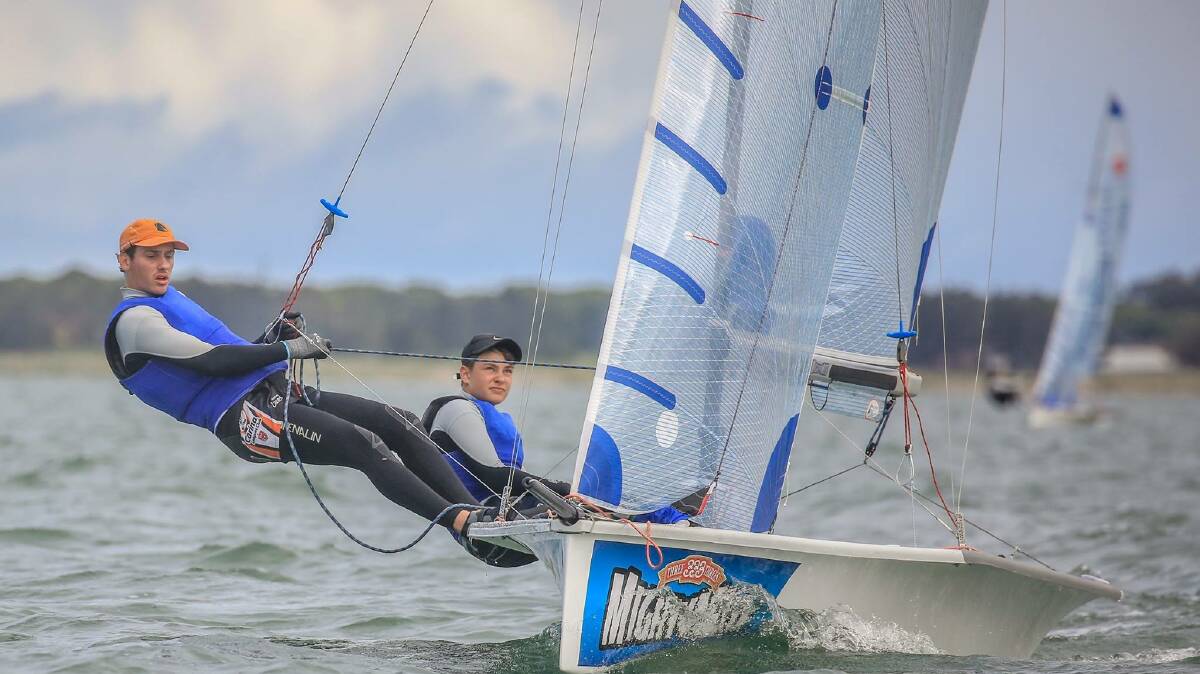 SAILING ACTION: Sailors Keith Jones and Carlton Smith who are in the running for their hat trick of national titles in the 13ft skiff class.