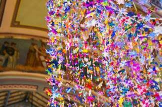 COLOURFUL WORKS: One Million Stars to End Violence from the Royal Exhibition Building, Carlton. Photo: John Englesos.