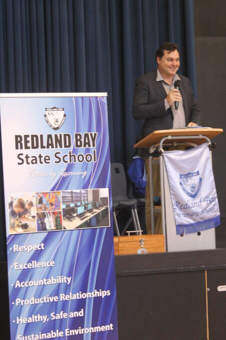 PROMISE: MP Matt McEachan at Redland Bay State School.