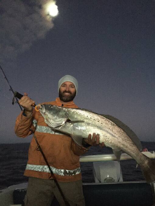 BAY FISHING: Dan D'Arcy with a healthy mulloway caught in Moreton Bay.