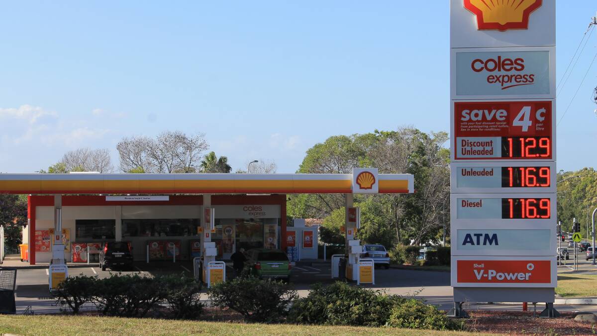 high prices: The Victoria Point Shell Coles mirrors petrol prices of the nearby Woolworths garage. Both are higher than in Cleveland in the adjoining suburb.