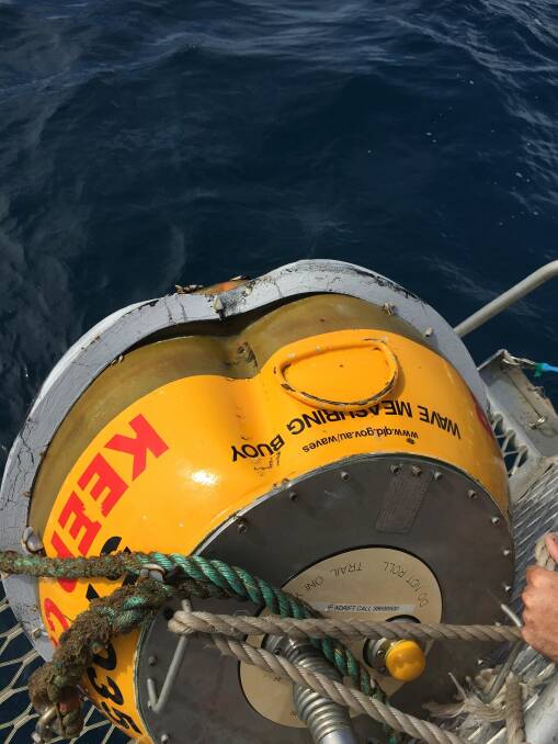 BANGED UP: A damaged wave measuring buoy.