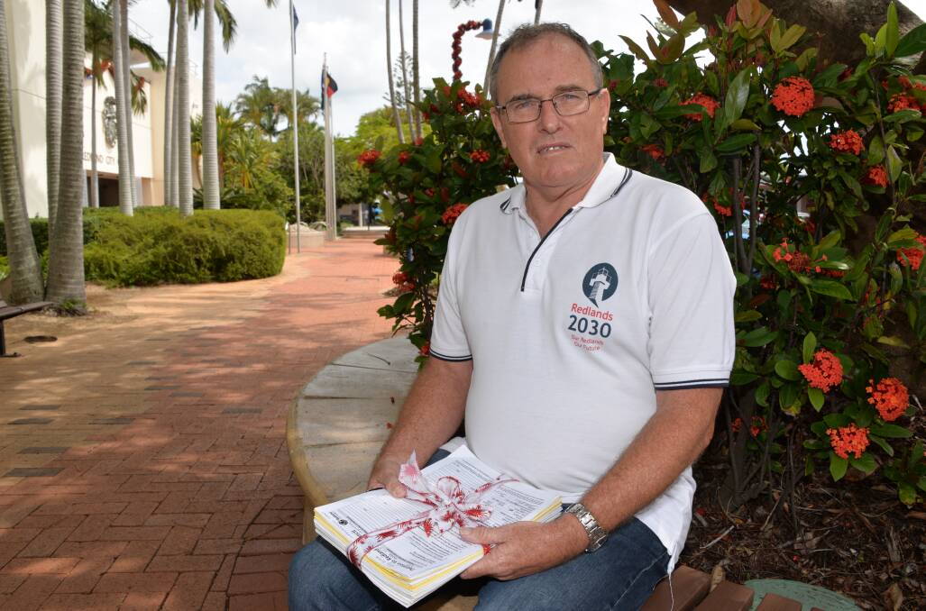 TOONDAH PETITION: Redlands2030 president Steve MacDonald with a petition tabled at this week's Redland City Council meeting.