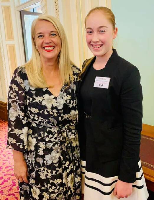 FUTURE: Redlands MP Kim Richards with Ormiston College student and Youth Parliamentarian Lauren Sullivan on the first sitting day. 