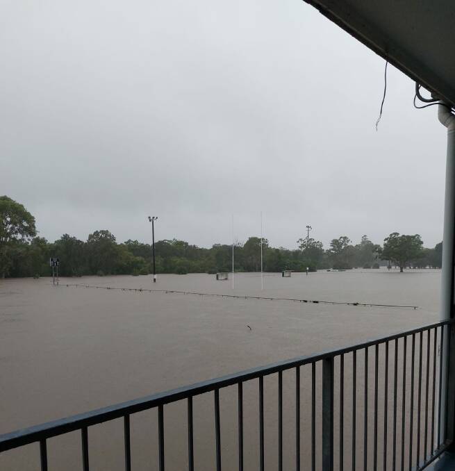 UNDER WATER: Floodwaters have damaged fields at Capalaba Rugby League Club. Photo: supplied
