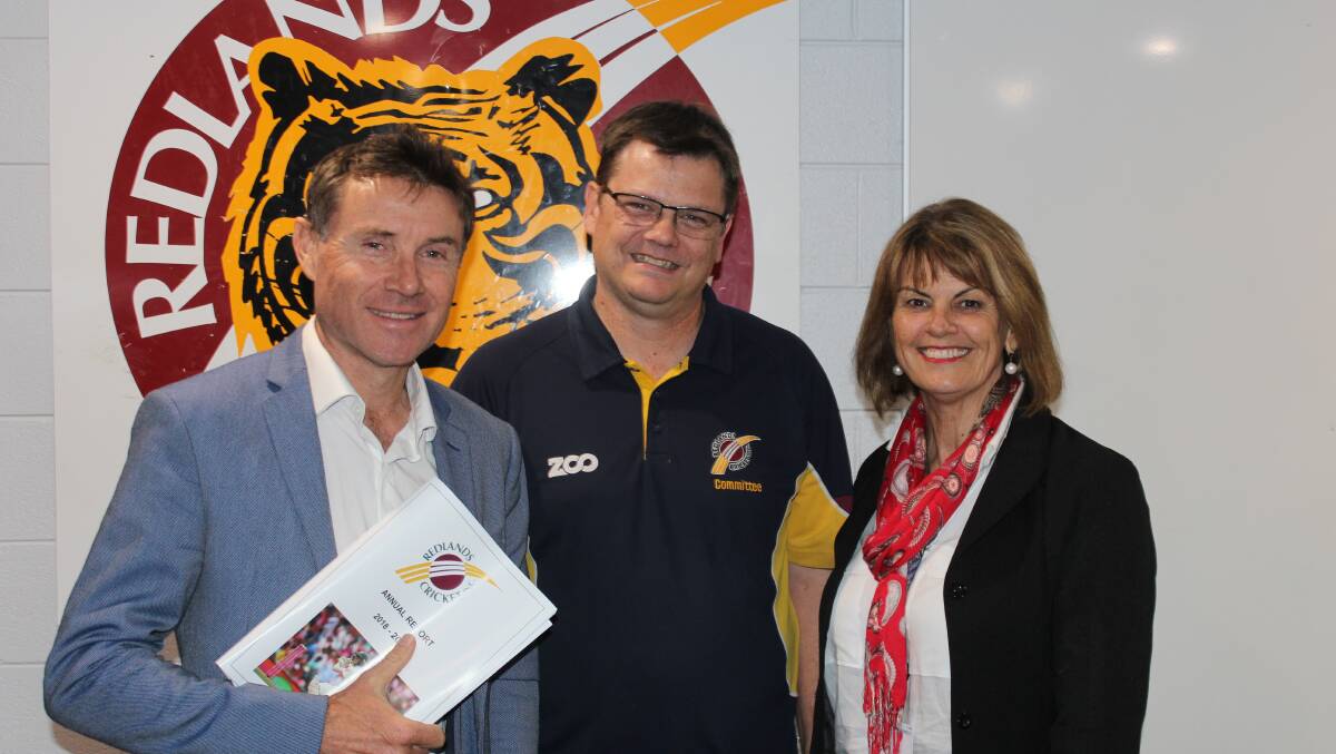 GRAND OPENING: Tigers President Darren Wallis with Andrew Laming MP and Councillor Wendy Boglary. 