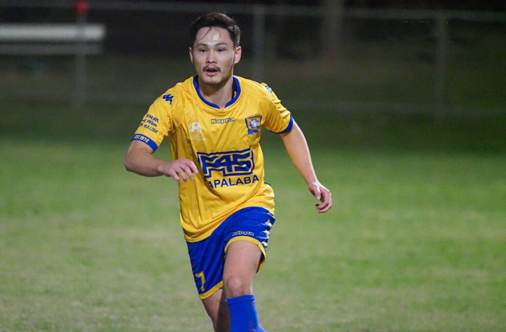 TIGHT: Midfielder Matty Gordon scored Capalaba's only goal against Eastern Suburbs. It proved to be enough for a draw. Photo: Alan Minifie/Capalaba FC