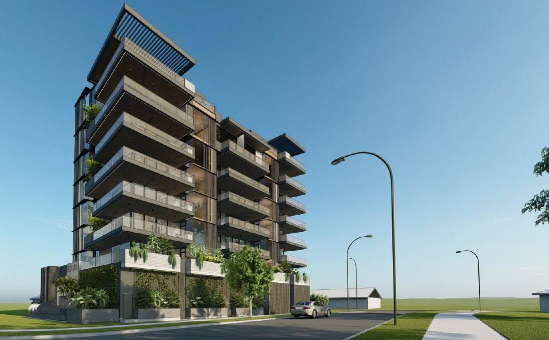 A render of a seven-storey unit block proposed for Banana Street at Redland Bay. Photo from Economic Devlopment Queensland