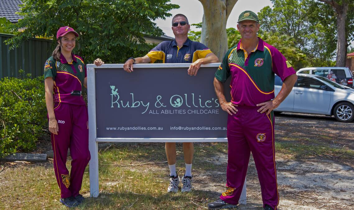 AMBASSADORS: Jessica Sanders, Matthew Williamson and Doug O'Neill gave about $1000 worth of presents to the children at Ruby and Ollie's All Abilities Childcare. 