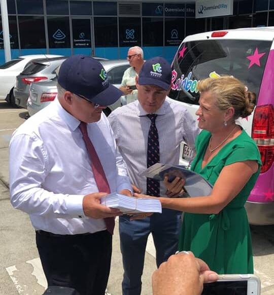 ADVOCACY: Mayor Karen Williams presents a petition to Prime Minister Scott Morrison at Cleveland. Photo: supplied