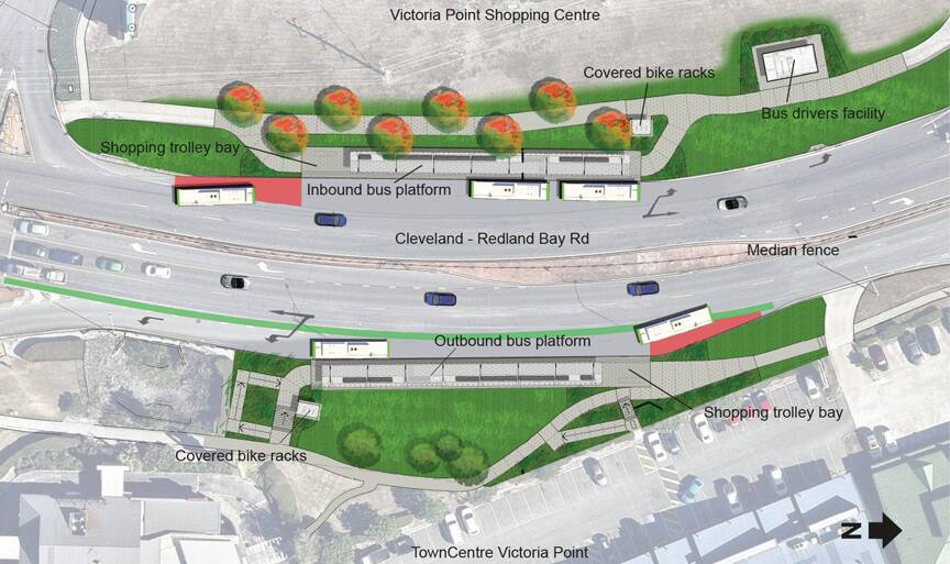 INVESTMENT: A design plan for Victoria Point Central bus station showing the proximity to the shopping centres. 