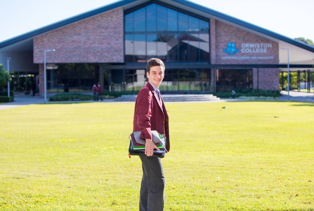 LEARNING IN STYLE: Last year's Ormiston College Captain Paul Bletchly outside the learning and innovation centre. Photo: supplied