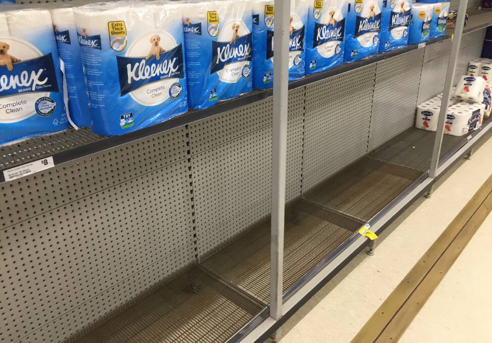 PANIC SHOPPING: Toilet paper was in short supply at Cleveland Central Shopping Centre earlier this week. 