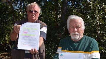 Merv Mortenson and David Brewer are up in arms over a letter they received banning them from calling Redland City Council. Photo by Jordan Crick