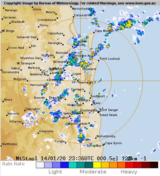 RAIN: The radar showed heavy showers honing in on Cleveland about 10am this morning. Photo: BoM. 