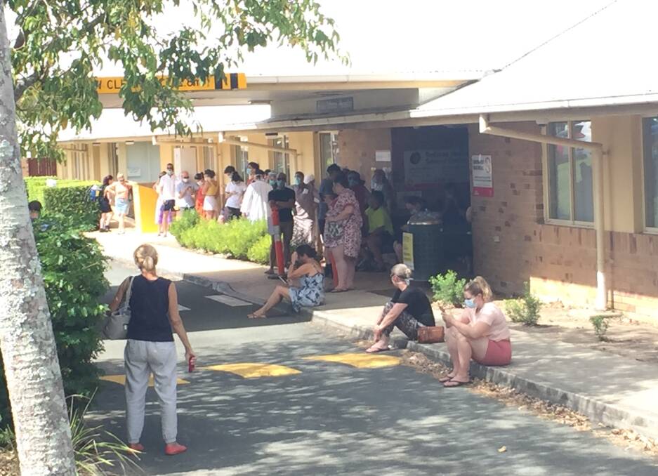 BIG QUEUES: Redland Hospital's COVID-19 testing clinic was awash with people on Monday afternoon. 