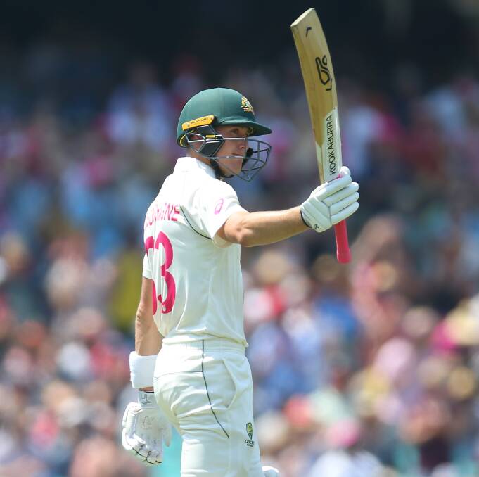STAR: Marnus Labuschagne celebrates another test century against New Zealand at Sydney ealier this month. Photo: Cricket Australia/Getty Images
