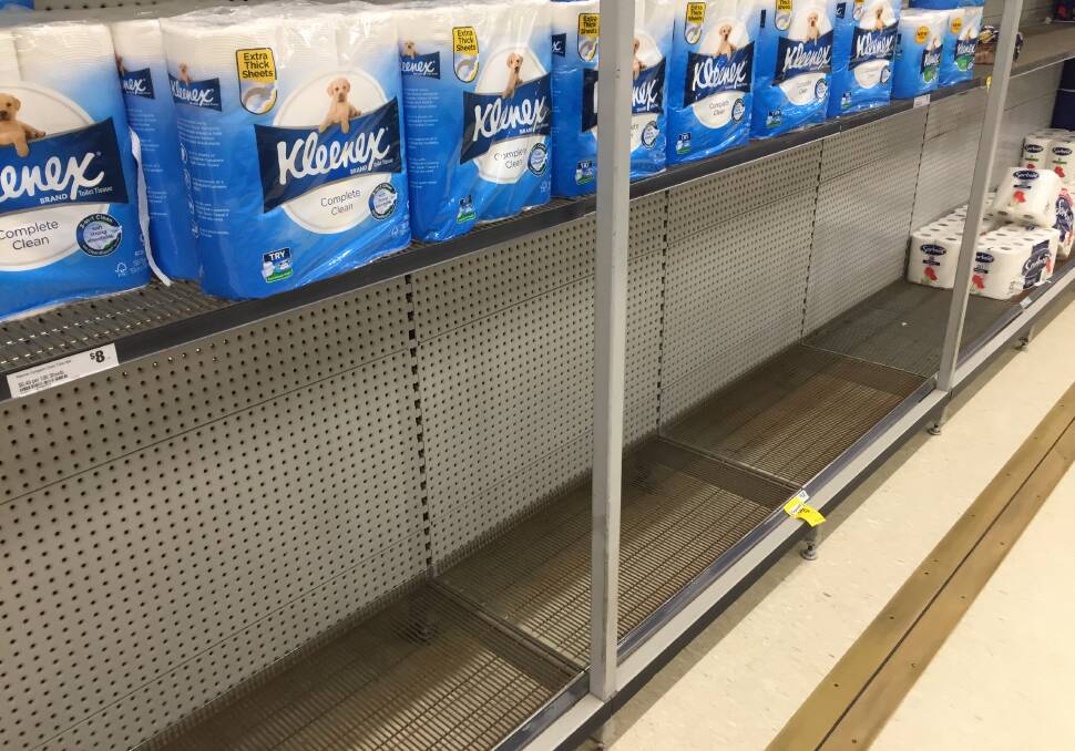 SPREE: Toilet paper has been selling like hot-cakes at certain supermarkets. This photo came from Woolworths at Cleveland Central Shopping Centre. 