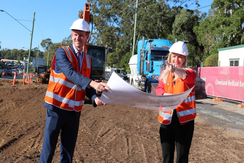 PLANNING: Roads Minister Mark Bailey and Redlands MP Kim Richards at the site of the Anita Street upgrades, which kicked off in August. 