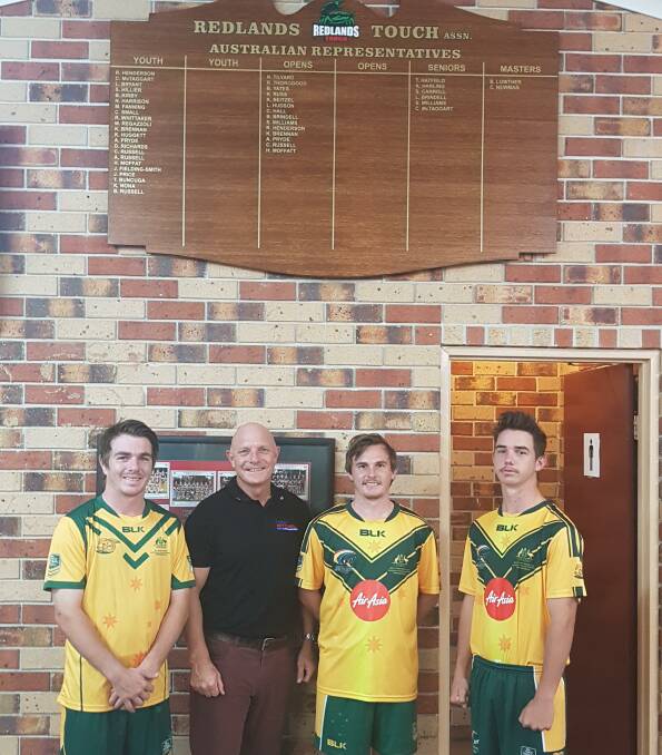 REDLANDS ROYALTY: The Russell brothers with Cr Peter Mitchell at the honour board unveilling. 