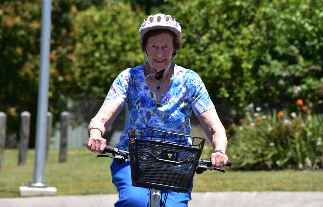TRUE GRIT: Betty Wiles does loops of the Victoria Point Adventist Retirement Village every day at 5am after a spot of housework at 4am. Photo: Jordan Crick. 